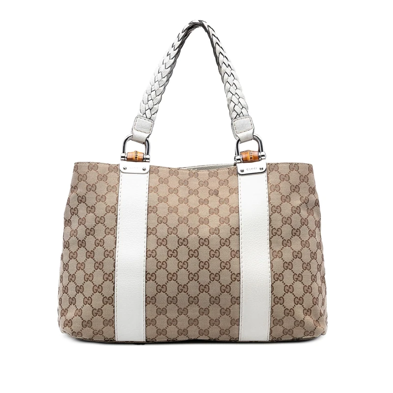 Gucci Pre-Loved Medium GG Canvas Bamboo Libeccio Tote Bag