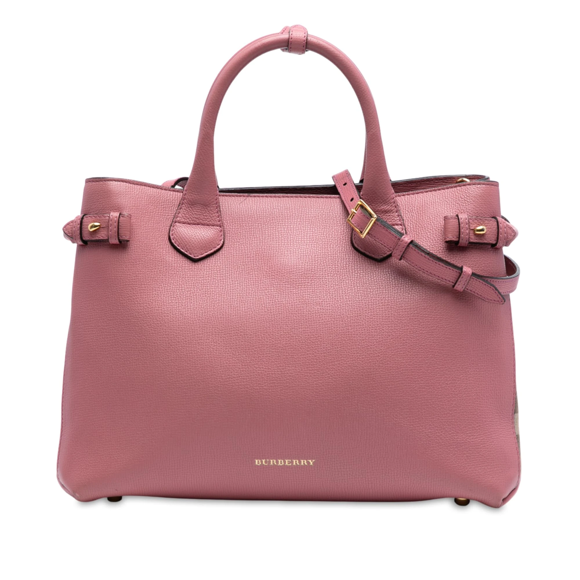 BURBERRY Pre-Loved Medium Leather and House Check Banner Satchel