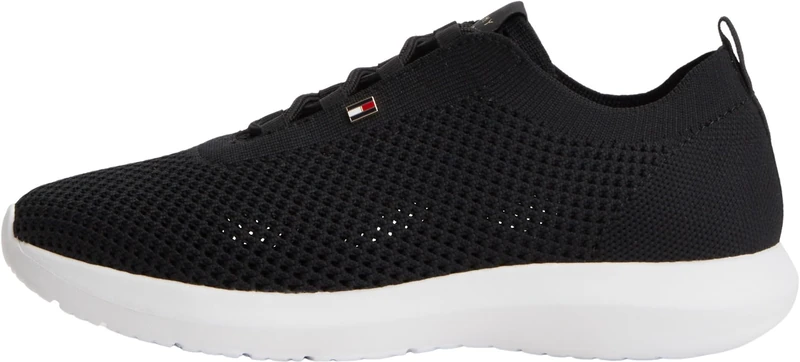 Tommy Hilfiger Women Th Knit Runner FW0FW09408 Low Top, Black, 7