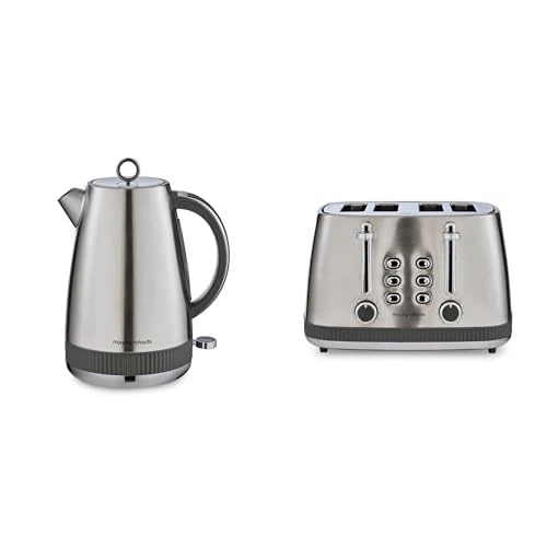 Morphy Richards Mexborough Kettle & Toaster Bundle, 1.7L, 3KW Rapid Boil Kettle & 4 Slice Toaster Set, Easy Operation, User Friendly, Matching Set, Grey Trim, 102902 | 242902
