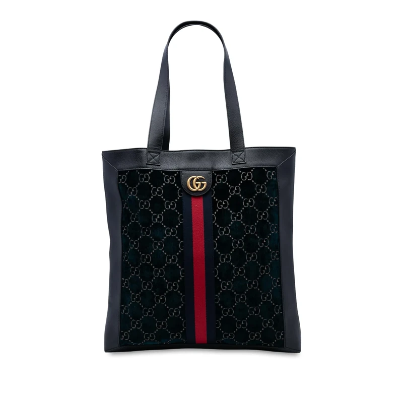 Gucci Pre-Loved Large GG Velvet Web Ophidia Tote