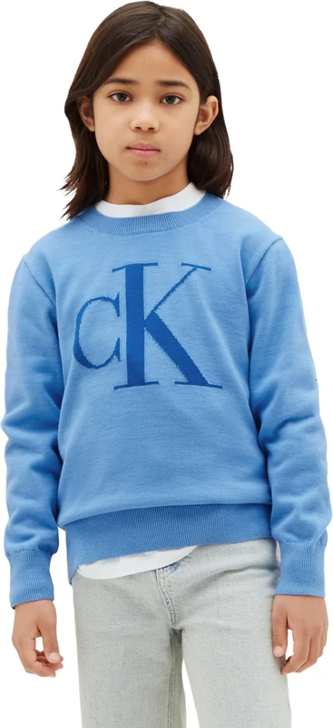 Calvin Klein Boy's Monogram Reg. Sweater Cn LVCKTJF02B Other Sweaters, Blue (Marina), 10 Years