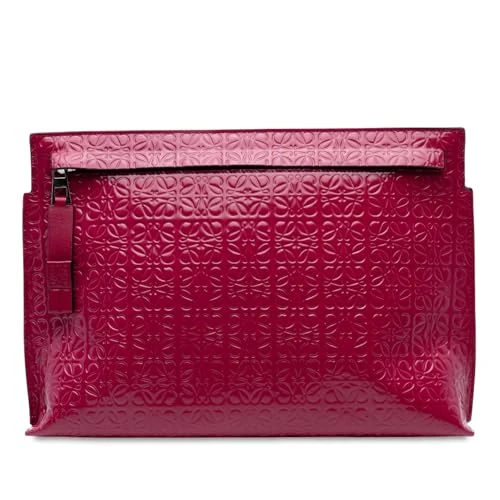LOEWE Pre-Loved Embossed Calfskin Anagram Repeat T Pouch Clutch Bag