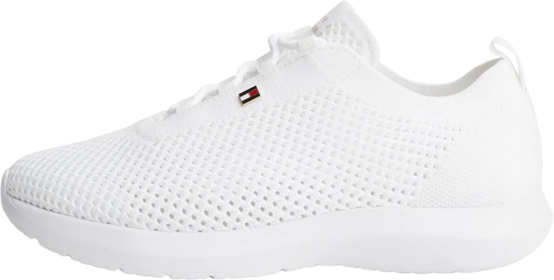 Tommy Hilfiger Women Th Knit Runner FW0FW09408 Low Top, White, 6