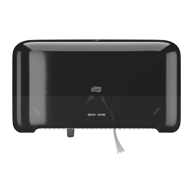 Tork OptiServe 2-Roll Coreless Toilet Paper Dispenser Black T7, Horizontal Dispenser, Elevation Design, 558068
