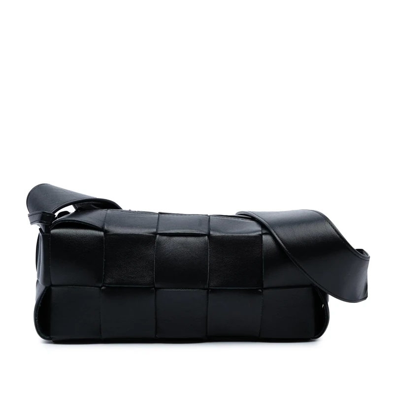 Bottega Veneta Pre-Loved Small Lambskin Intrecciato Brick Cassette Shoulder Bag