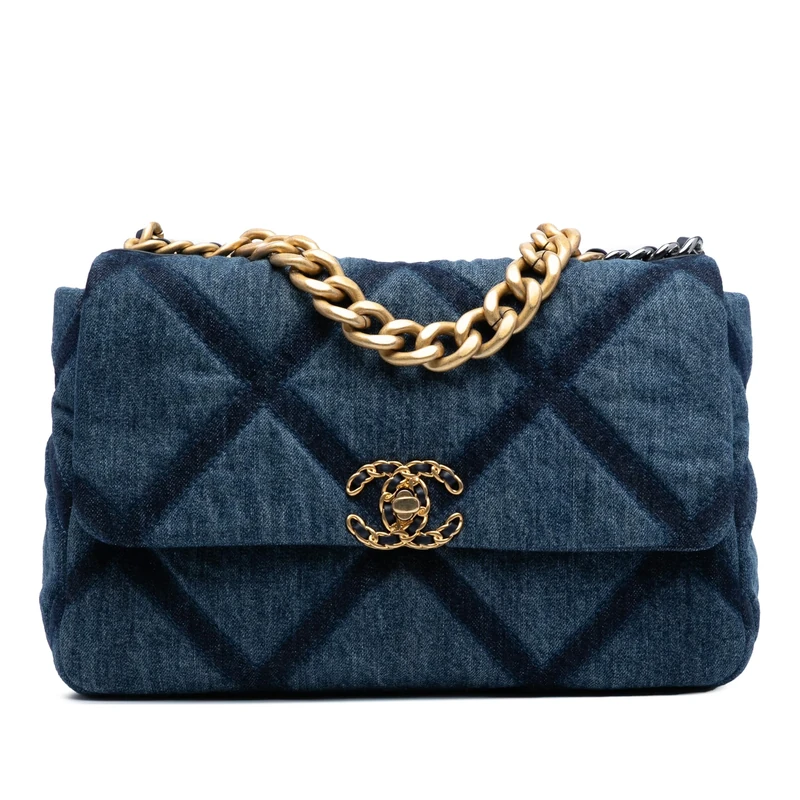 Chanel Pre-Loved Large Denim 19 Flap Handbag