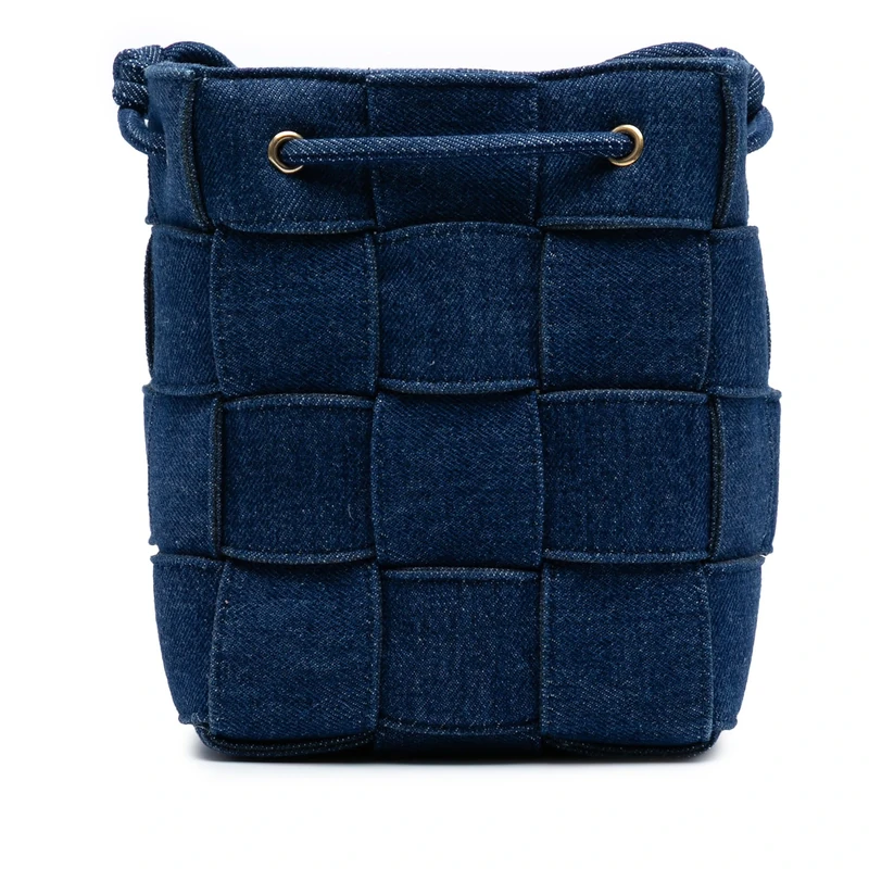 Bottega Veneta Pre-Loved Small Denim Maxi Intrecciato Cassette Bucket Bag - Image 1