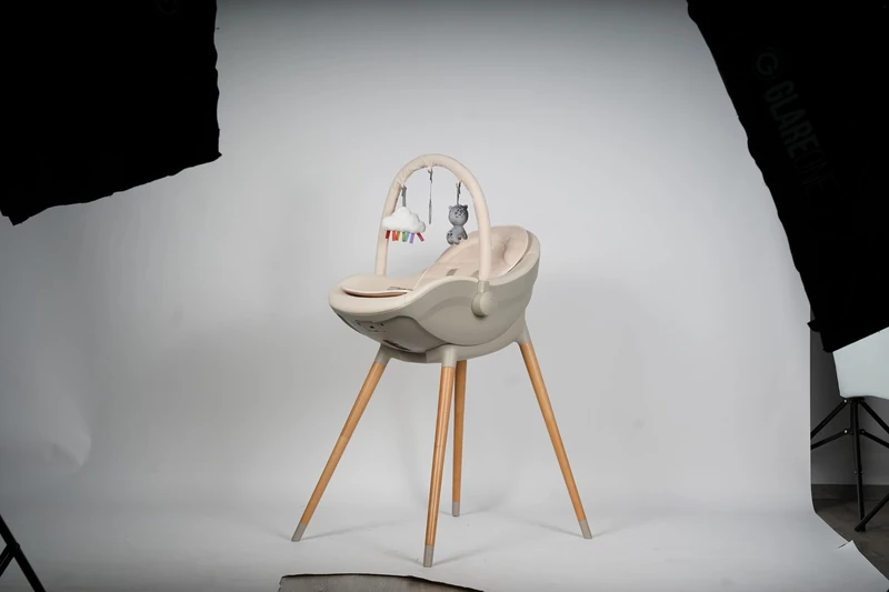 Kinderkraft FINI UP 2, 2-in-1 High Chair, Booster Seat, Adjustable Tray and Footrest, for Children from 6 Months to 5 Years, Beige