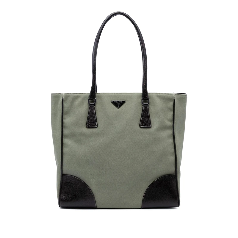 Prada Pre-Loved Cinghiale Trimmed Canvas Canapa Tote Bag