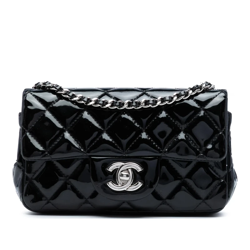 Chanel Pre-Loved Extra Mini Rectangular Classic Patent Single Flap Crossbody Bag