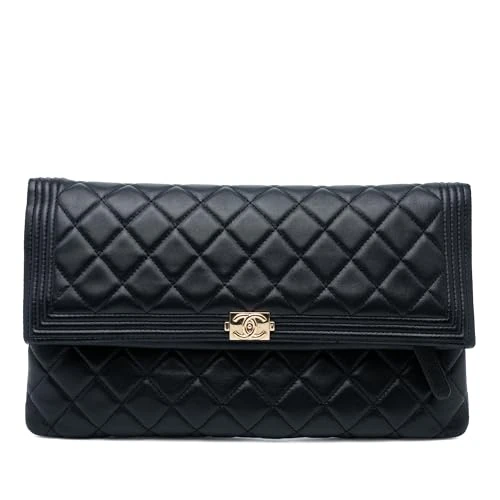 Chanel Pre-Loved Quilted Lambskin Boy Foldover Clutch