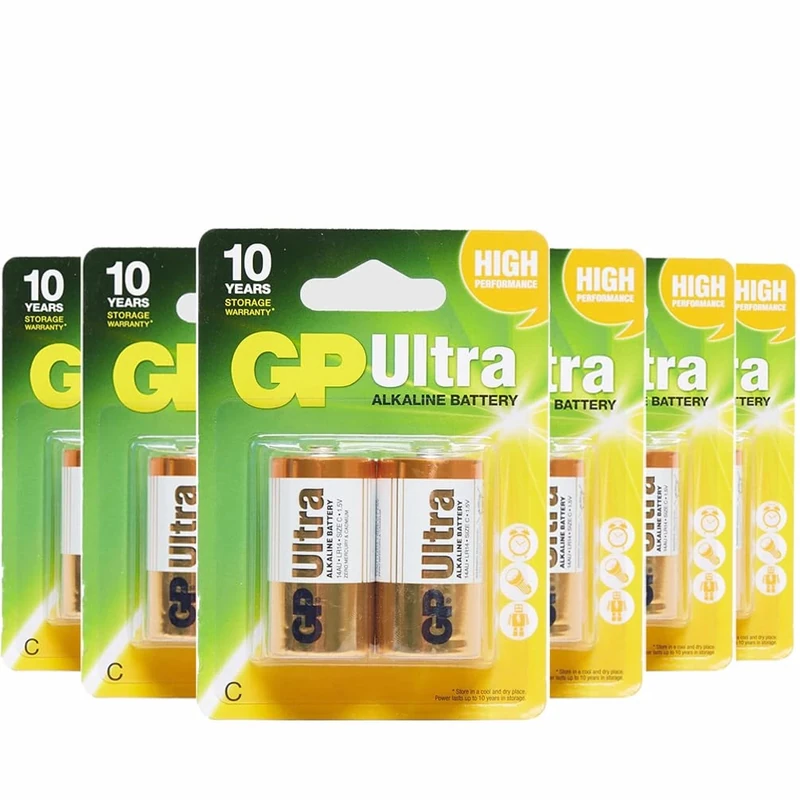 12 x GP Ultra C Alkaline Batteries | Long-Life for High Performance Devices & Leak Resistant | Pack of 12 | 1.5V | Also known as: LR14, AM2, 14A, MN1400, E93, 814