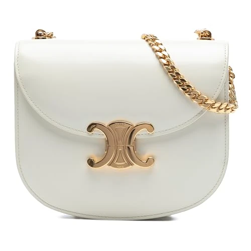 Celine Pre-Loved Teen Shiny Calfskin Triomphe Besace Clea Chain Crossbody Bag