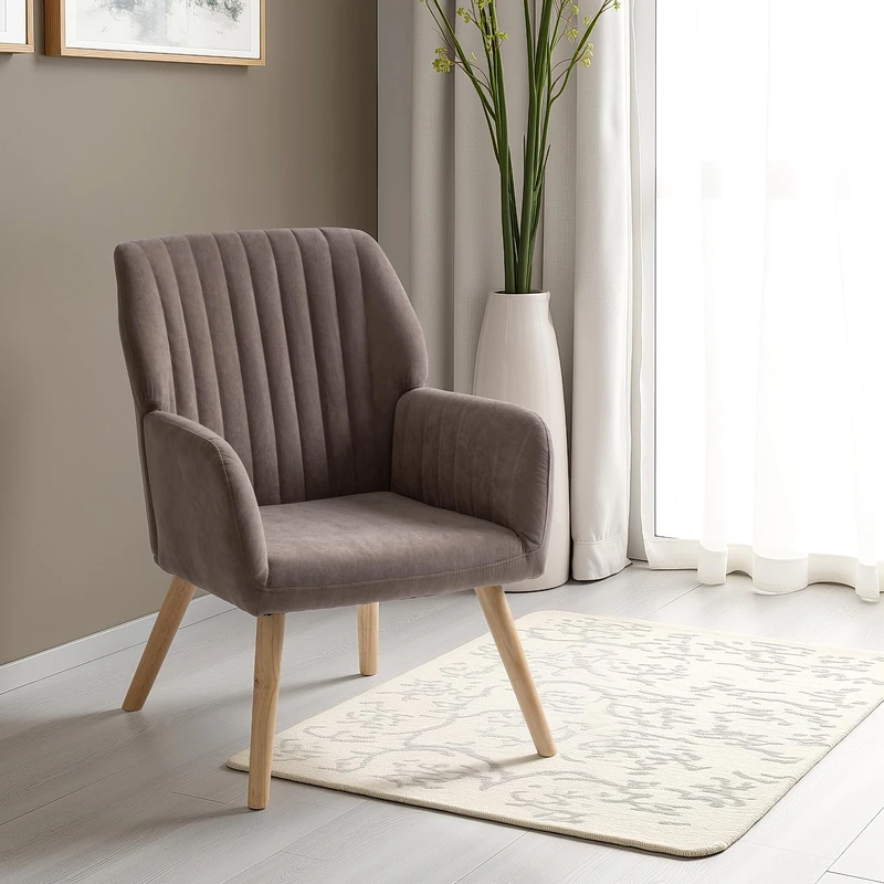 Seconique Jordan Occasional Chair in Brown Velvet Fabric