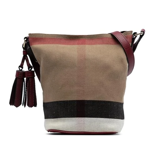 BURBERRY Pre-Loved Mini Mega Check Canvas Ashby Tassel Bucket Bag