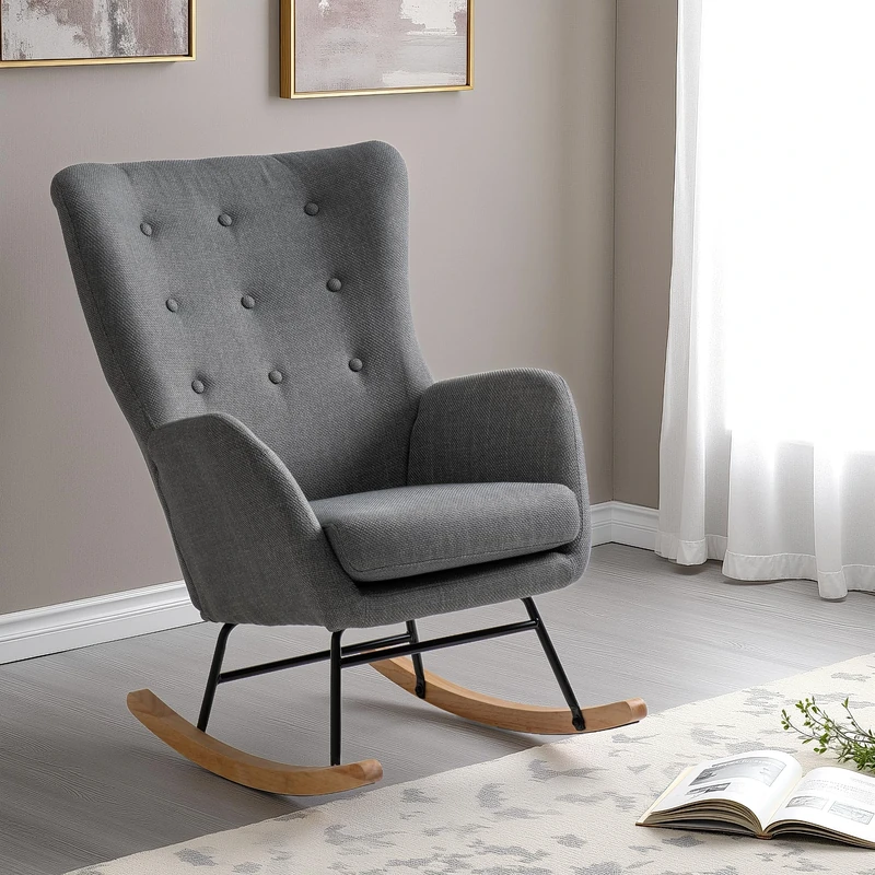 Seconique Hayden Rocking Chair in Grey Fabric