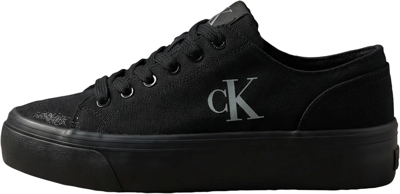 Calvin Klein Women's Vulc Flatform Low Cv Mg Yw0Yw01763 Low Top, Black (Triple Black), 2.5