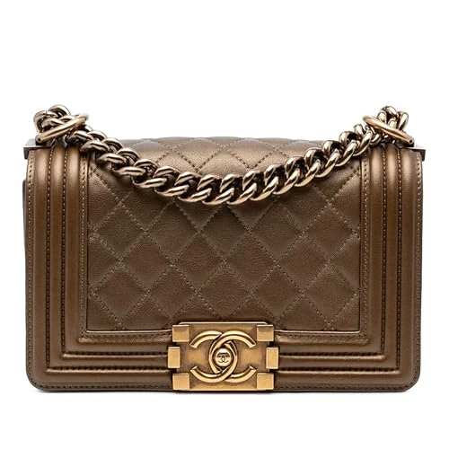 Chanel Pre-Loved Small Quilted Metallic Calfskin Boy Flap