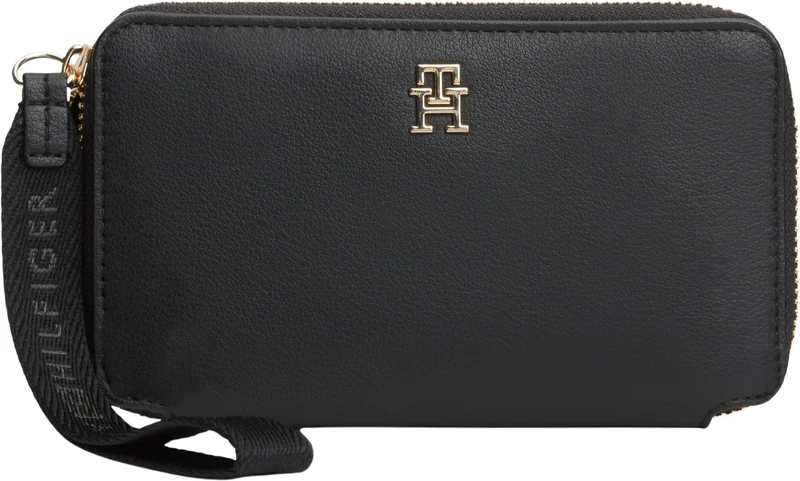 Tommy Hilfiger Women Th Logotape Compact Zip Around AW0AW18699 Other Wallets, Black, One Size