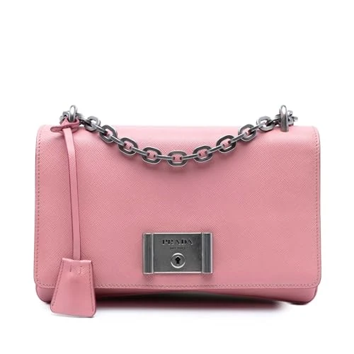 Prada Pre-Loved Saffiano Lux Lock Chain Flap Crossbody Bag