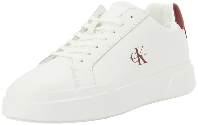 Calvin Klein Men's Chunky Cupsole Laceup LTH Ym0Ym01344 Low Top, Beige (Bright White/Rhubarb), 7 - Image 1