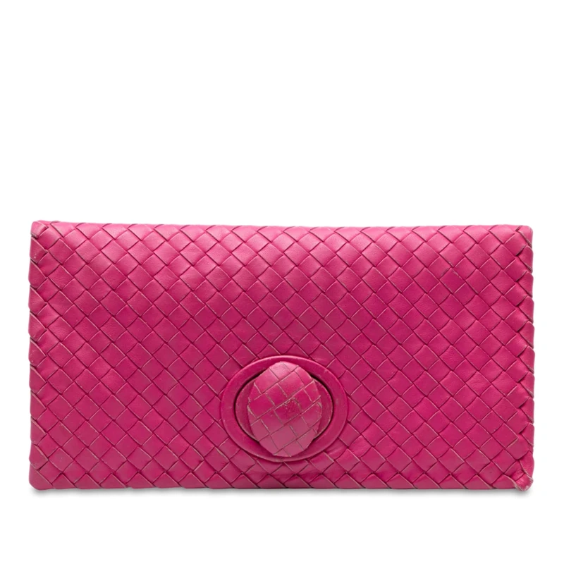 Bottega Veneta Pre-Loved Nappa Intrecciato Turn Lock Clutch Bag
