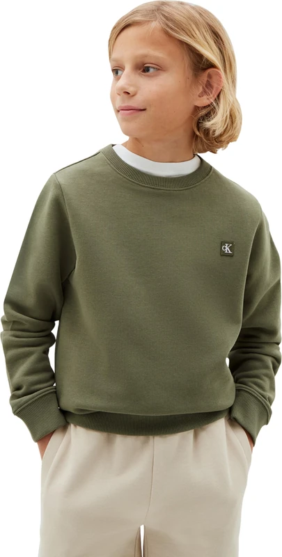Calvin Klein Unisex Mini Badge Cn LV1CKTJB11 Other Sweatshirts, GREEN (Dusty Olive), 12 Years