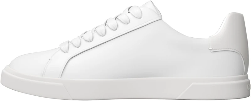 Calvin Klein Women's Cupsole Trainers Low Prof in Leather, White (Triple Bright White), 3