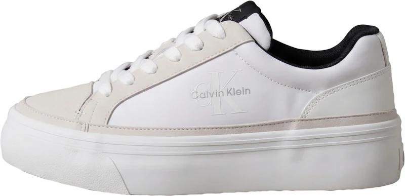Calvin Klein Women's Vulcanised Trainers Flatform Lace-up Ny-Su with Logo, Blue (Bright White/Black), 7