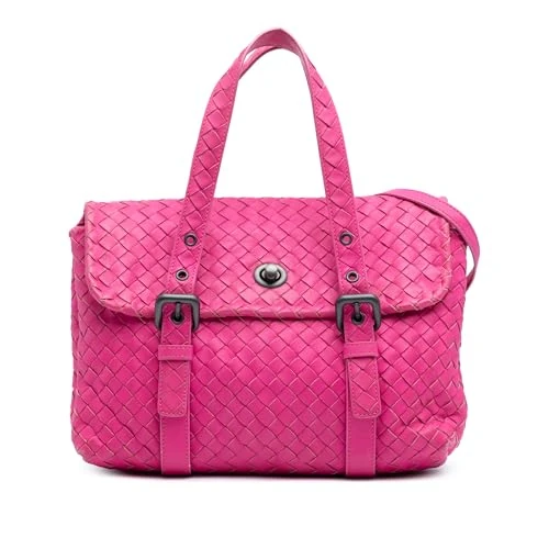 Bottega Veneta Pre-Loved Nappa Intrecciato Flap Satchel Handbag