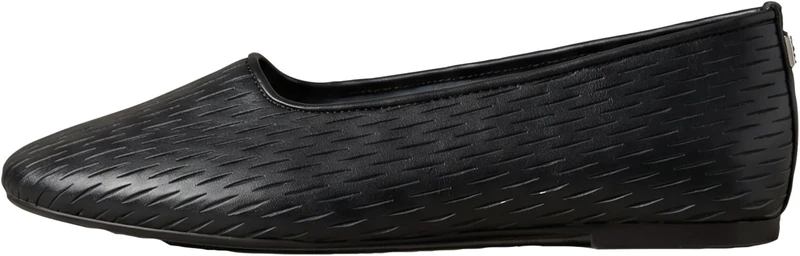 Calvin Klein Women's Oblique Ballerina Cut LTH HW0HW03033 Ballerinas, Black (Triple Black), 4