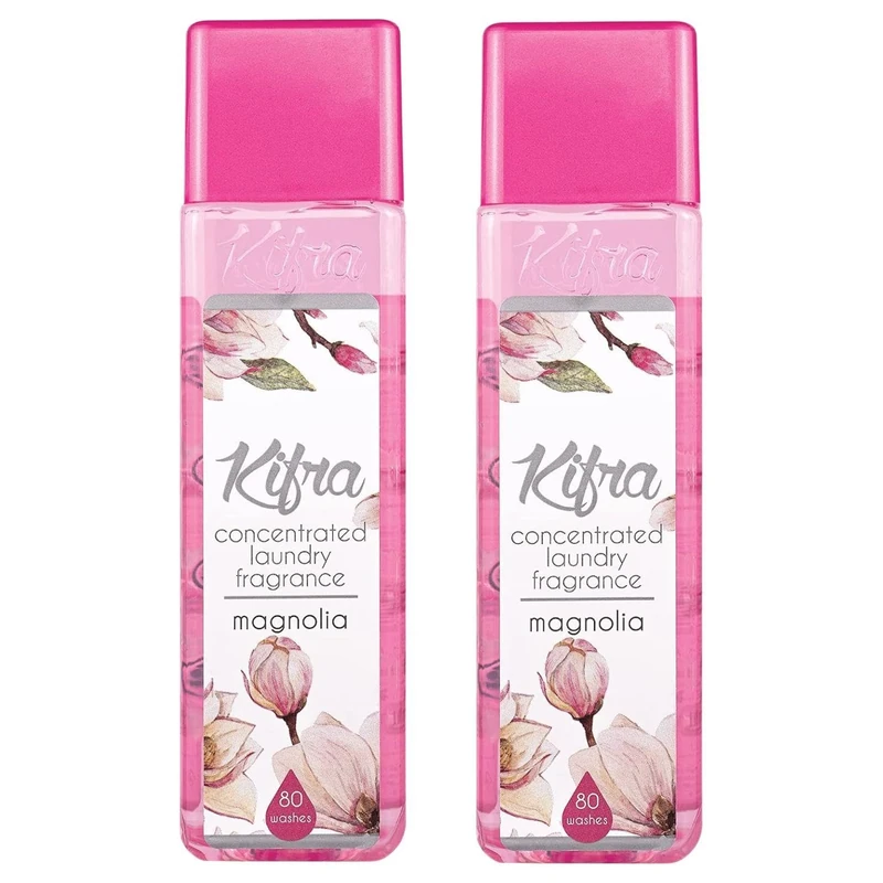 Magnolia Concentrated Laundry Fragrance 200ml 80 Washing Cycles - Long Lasting Perfume Fabric Conditioner Highly-Concentrated Formula Soft & Refreshed Compartment - Pack of 2