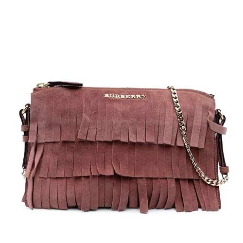 BURBERRY Pre-Loved Suede Peyton Fringe Crossbody - Image 1