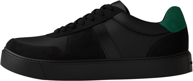 Calvin Klein Men's Cupsole Trainers Classic Lace-up in Leather, Beige (Black/Street Green), 9