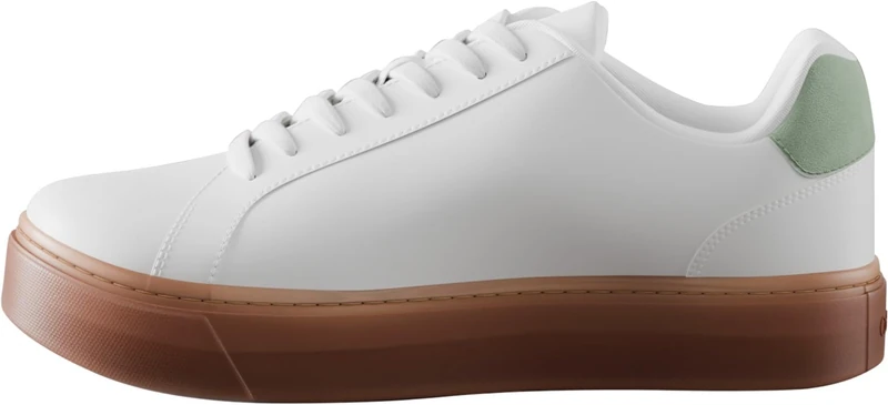 Calvin Klein Men's Classic Cupsole Laceup LTH Ym0Ym01435 Low Top, White (Bright White/Sea Spray), 8