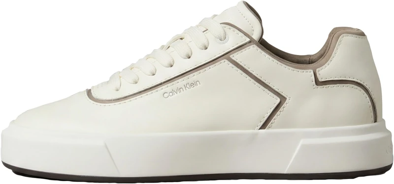 Calvin Klein Women's Basket Cups OXF LTH-Neo HW0HW03093 Low Top, Gold (Marshmallow/Desert Taupe), 6.5 - Image 1