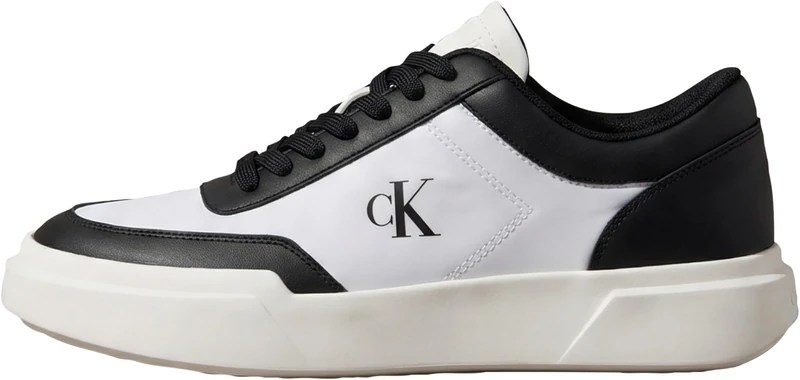 Calvin Klein Men's Chunky Cups Laceup OXF Mix Mat HM0HM02326 Low Top, White (Bright White/Black), 8