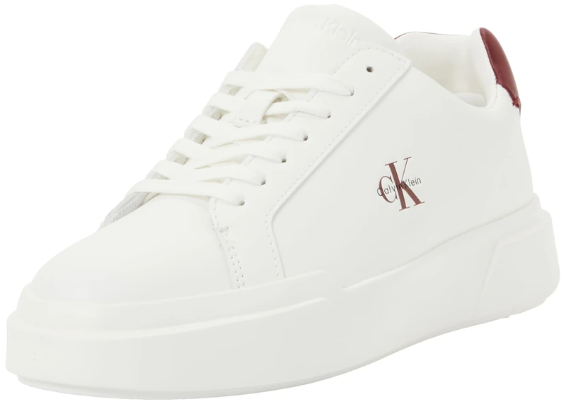 Calvin Klein Women's Chunky Cupsole Laceup LTH Wn Yw0Yw01947 Low Top, Beige (Bright White/Rhubarb), 4 - Image 1