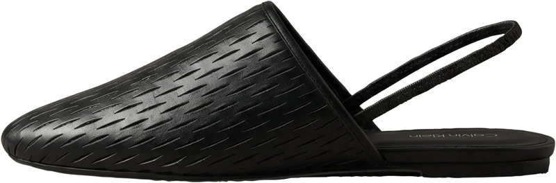 Calvin Klein Women's Oblique Baller Sling Cut LTH HW0HW03034 Ballerinas, Black (Triple Black), 4