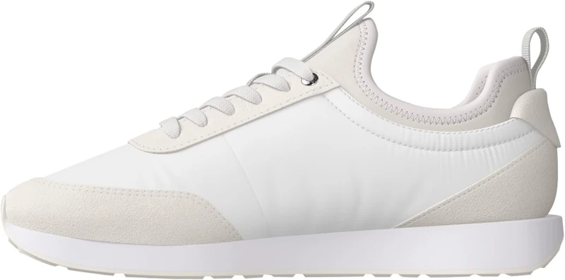 Calvin Klein Men's Retro Runner Sock Laceup Mix Mat Ym0Ym01414 Low Top, Grey (Bright White/Light Grey/Marshmallow), 10.5