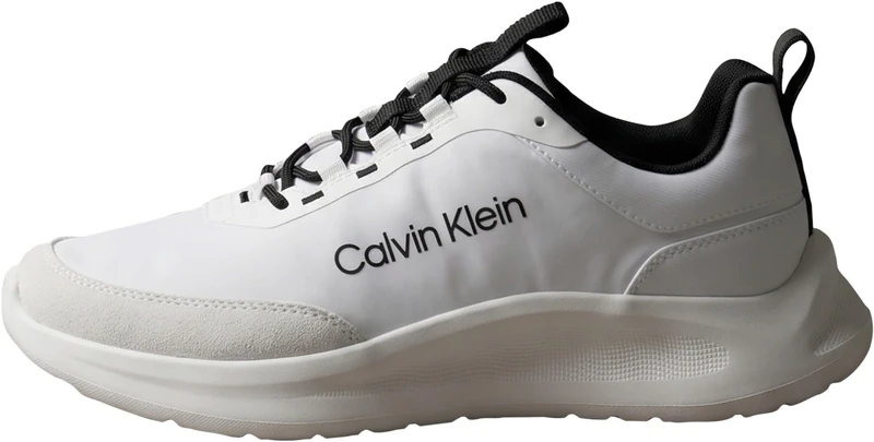 Calvin Klein Men's Runner Trainers Light EVA Essential Lace-up Ny-Su Sporty, Turquoise (Bright White/Black), 8.5
