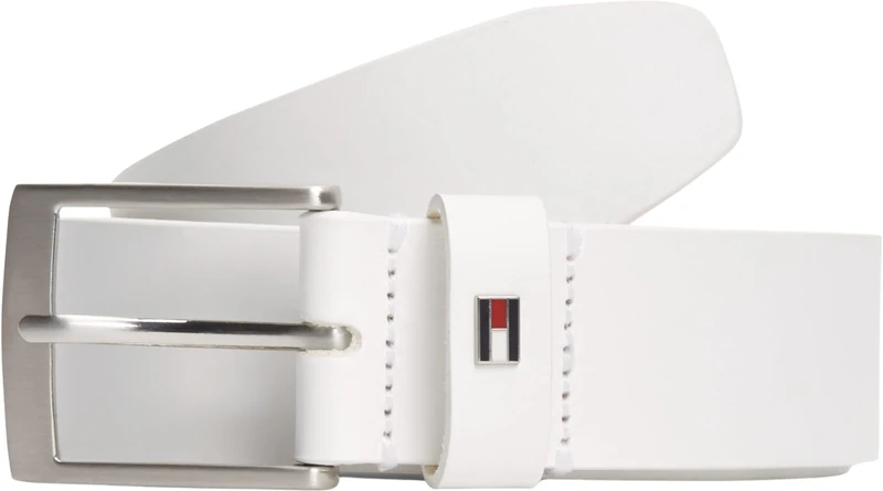 Tommy Hilfiger Men’s 3.5 cm Adan Leather Belt, White (Th Optic White), 51.2 inches