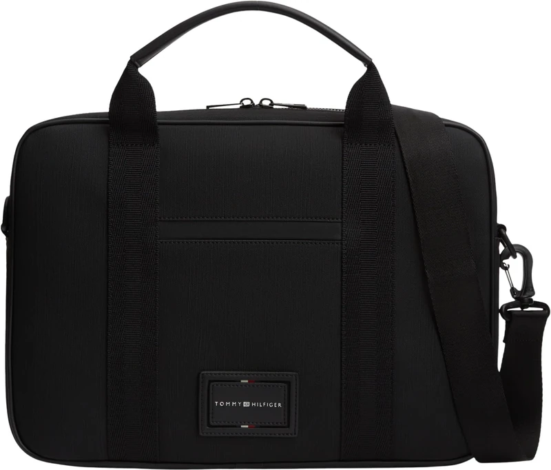 Tommy Hilfiger Men Th Foundation Computer Bag AM0AM14439 Computer Bag, BLACK, One Size