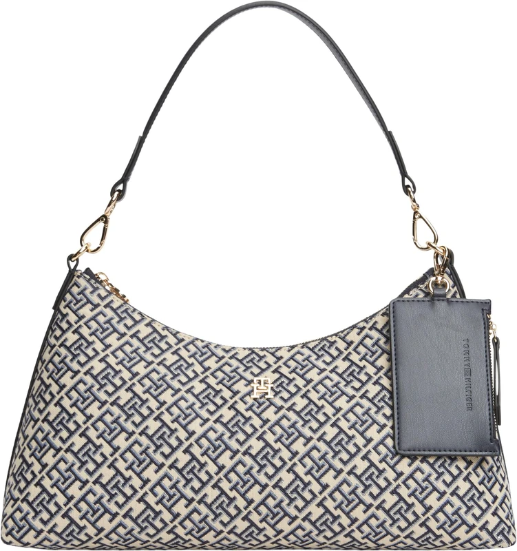 Tommy Hilfiger Women Th Icon Shoulder Bag Jacquard AW0AW18907 Shoulder Bag, BLUE, One Size