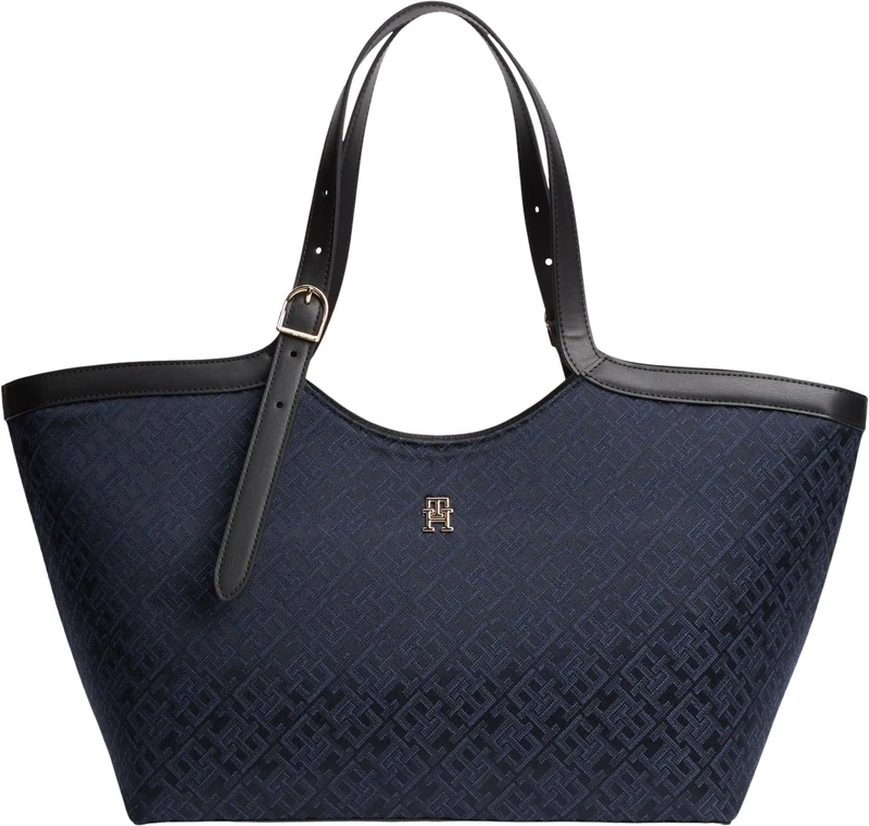 Tommy Hilfiger Women Im Latam Jacquard Tote AW0AW18910 Tote, BLUE, One Size - Image 1