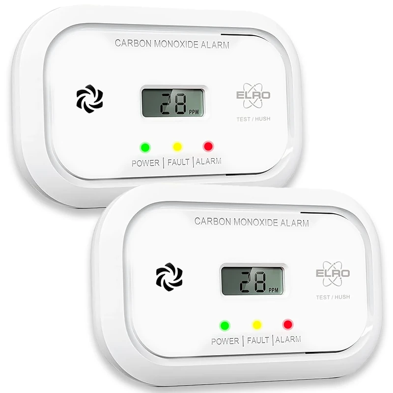 2-Pack ELRO FC5010 Carbon monoxide detector | 10-year sensor | with display | 2 pieces