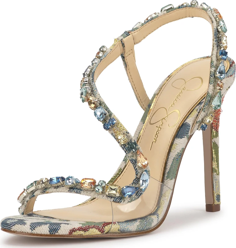 Jessica Simpson Women's Jaycin High Heel Sandal, Cream Multi, 9