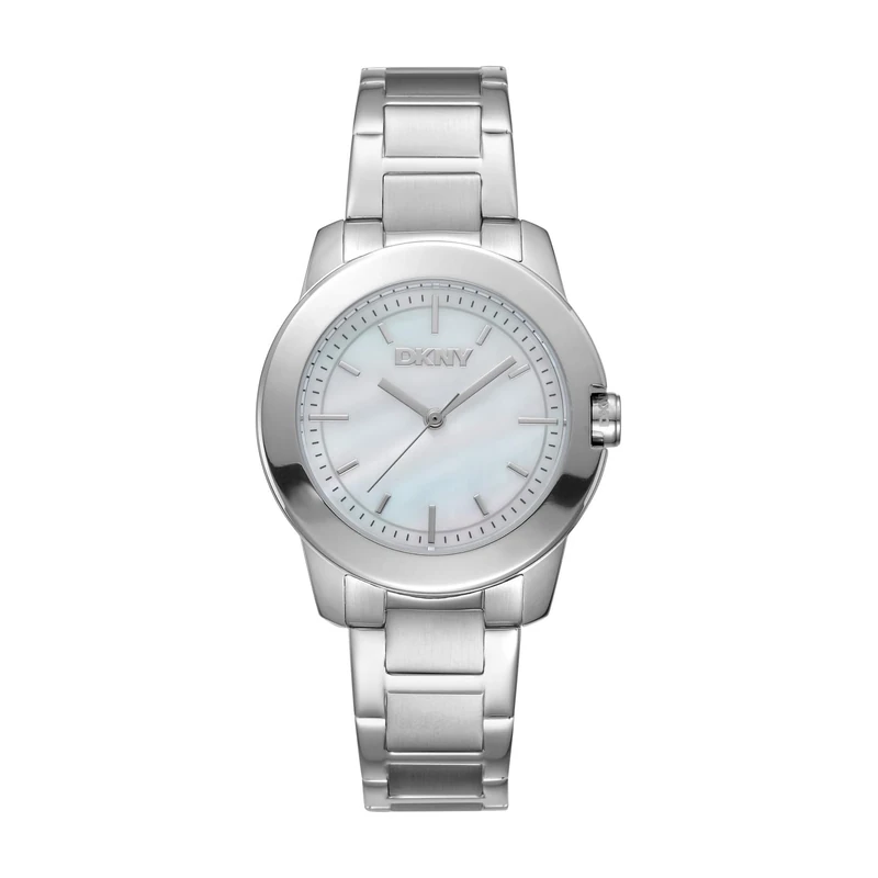 DKNY Park Ave Midi Quartz Watch 5 ATM, Silver, Standard Size, Modern