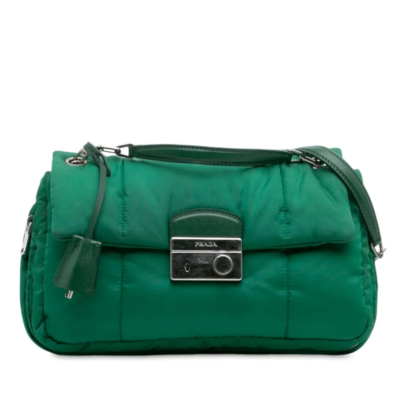 Prada Pre-Loved Tessuto Bomber Sound Lock Chain Flap